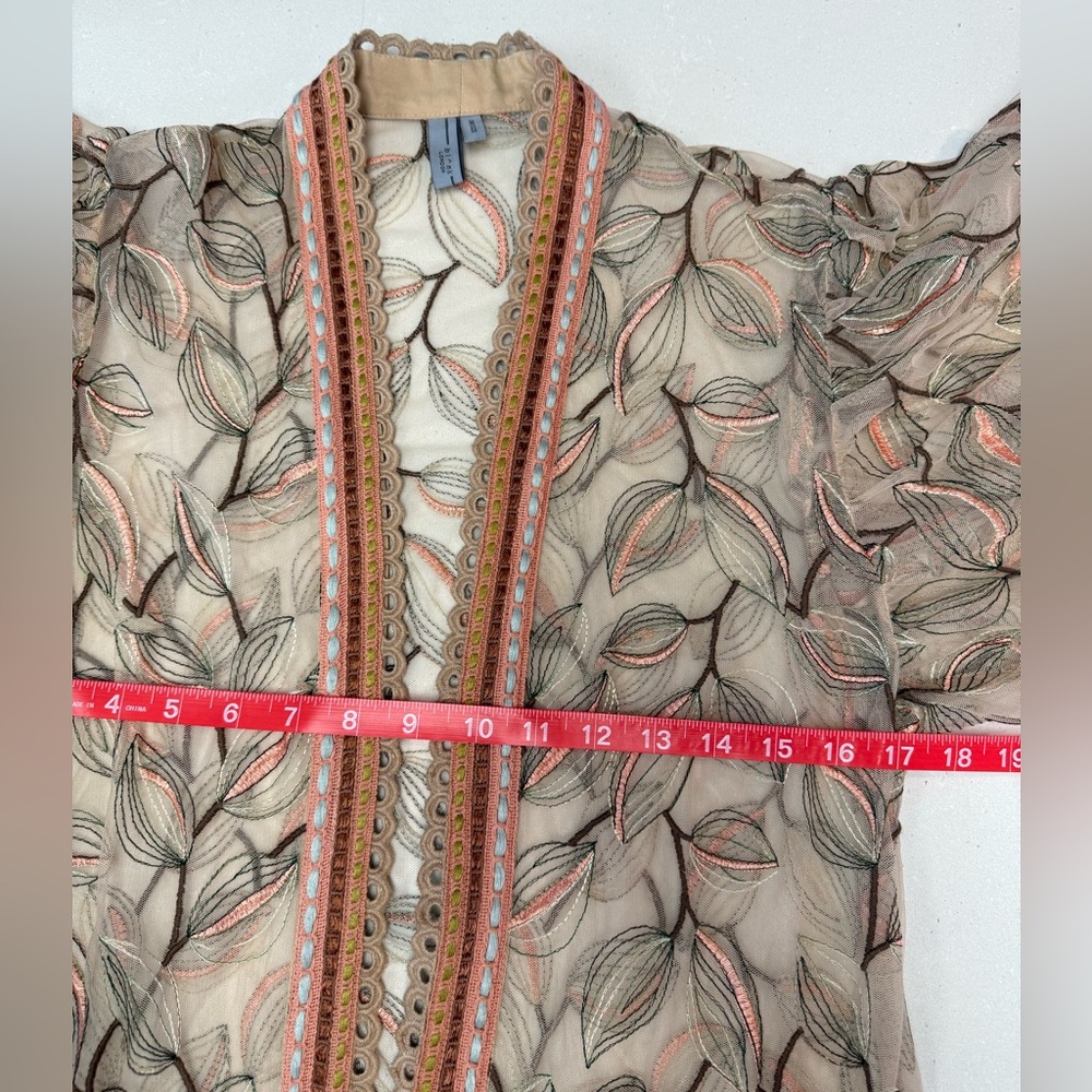 Bl-nk Tulle Duster Kimono Anthropologie One Size Floral Embroidered - Picture 10 of 11